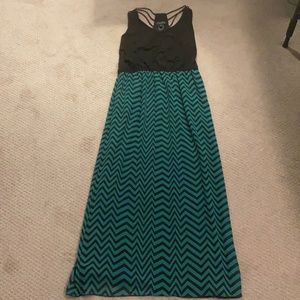 Black and green maxi dress- size 10